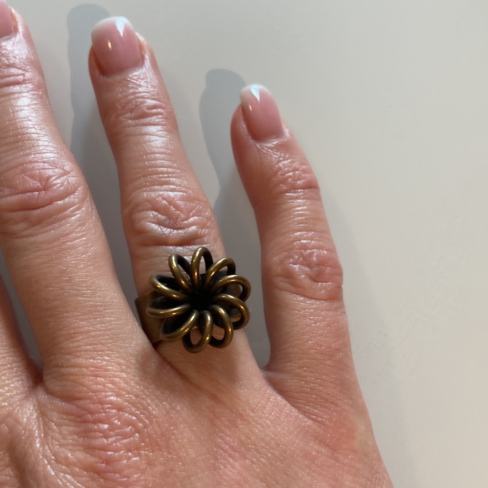 Twisted Silver brass Coil ring size 7